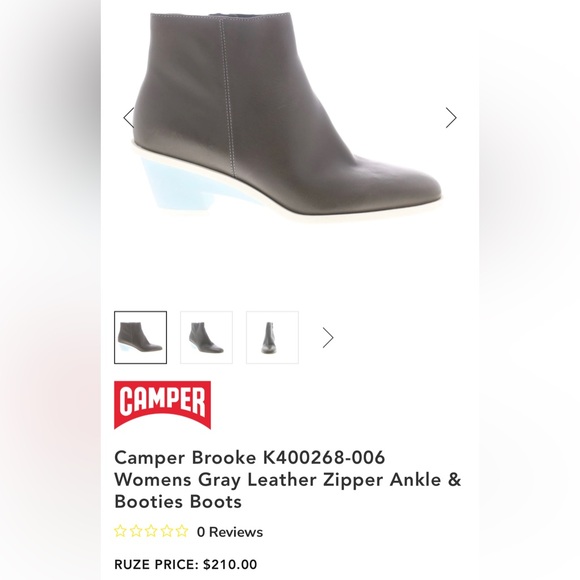 EUC Camper Brooke Leather Ankle Boot in a Taupe-Gray with Blue Heel Size 35 - Picture 4 of 10